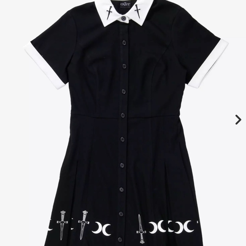 The Craft Movie Costume Women Official Dagger Collar Button Front Dress
